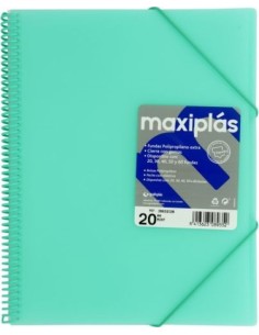 CARPETAS A4 40 FUNDAS A4 ESPIRAL MAXIPLAS VERDE AGUA