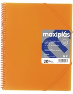 CARPETAS A4 40 FUNDAS A4 ESPIRAL MAXIPLAS NARANJA