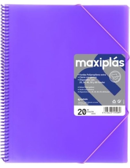 CARPETAS A4 50 FUNDAS A4 ESPIRAL MAXIPLAS VIOLETA
