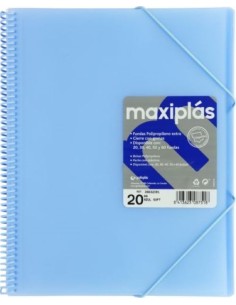 CARPETAS A4 50 FUNDAS A4 ESPIRAL MAXIPLAS AZUL SOFT