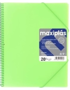 CARPETAS A4 60 FUNDAS A4 ESPIRAL MAXIPLAS VERDE