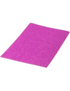 Pack 10 laminas goma eva purpurina biodegradable fucsia 40x60 cm