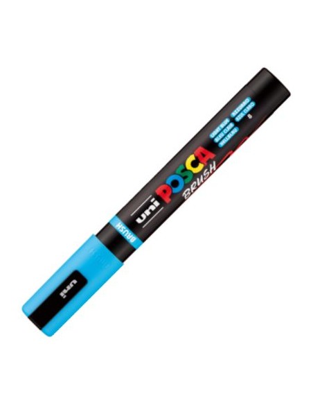 Marcador uni posca brush punta 1 4mm pc 5br color azul claro