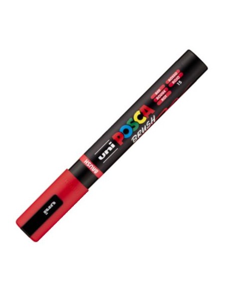 MARCADOR UNI POSCA BRUSH PUNTA 1 4MM PC 5BR COLOR ROJO