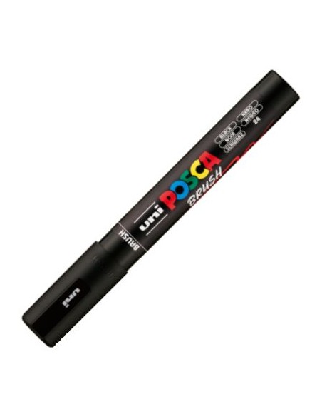 MARCADOR UNI POSCA BRUSH PUNTA 1 4MM PC 5BR COLOR NEGRO