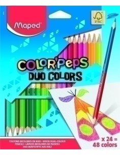 MAPED LÁPICES DE COLORES DUO COLOR´PEPS BICOLOR SURTIDOS EN ESTUCHE DE 24