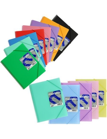 PAQ 14 CARPETAS A4 30 MULTIFUNDAS ESPIRAL MAXIPLAS POLIPROP