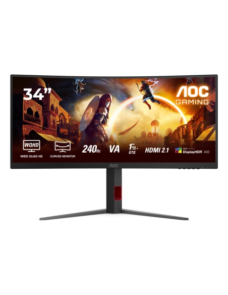 G4 CU34G4Z pantalla para PC 86,4 cm (34") 3440 x 1440 Pixeles Wide Quad HD LED Negro, Rojo