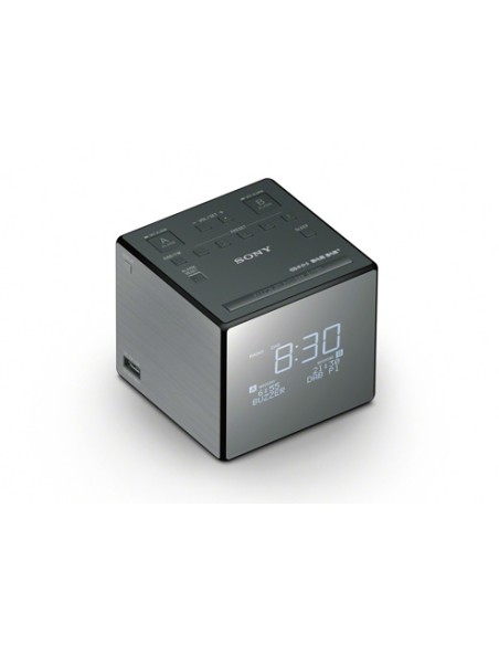 XDRC1DBP radio Reloj Negro, Plata