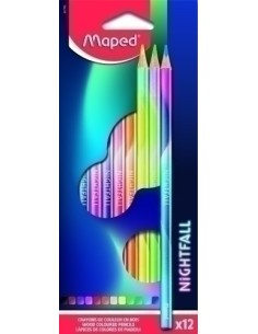 MAPED LÁPICES DE COLORES NIGHTFALL MADERA ESTUCHE 12U SURTIDOS
