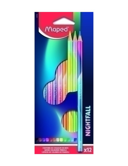 MAPED LÁPICES DE COLORES NIGHTFALL MADERA ESTUCHE 12U SURTIDOS