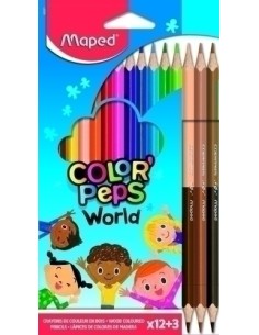 LAPICES COLOR MAPED COLOR PEPS es.12+3 - Pack de 12 unidades