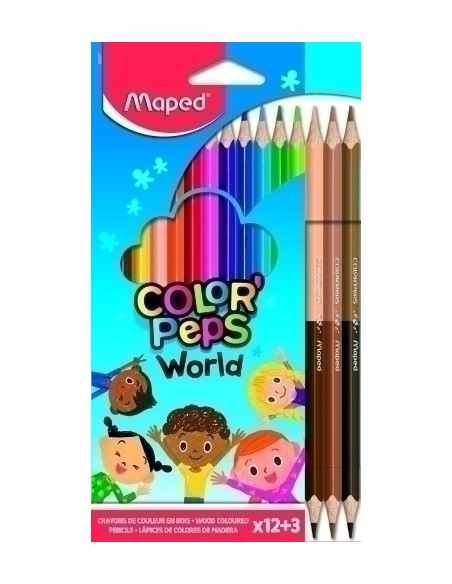LAPICES COLOR MAPED COLOR PEPS es.12+3 - Pack de 12 unidades