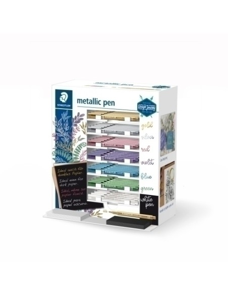 STAEDTLER EXPOSITOR DE SOBREMESA ROTULADORES METÁLICOS PUNTA REDONDA 1-2MM C/SURTIDOS