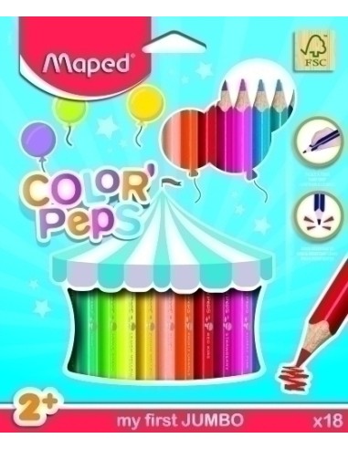 LAPICES COLOR MAPED COLOR PEPS JUMBO 18 - Pack de 12 unidades