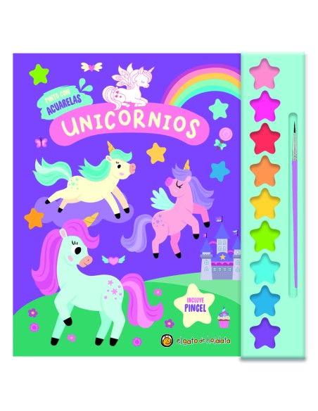Unicornios Pinto con acuarelas 9 acuarelas1 pincel