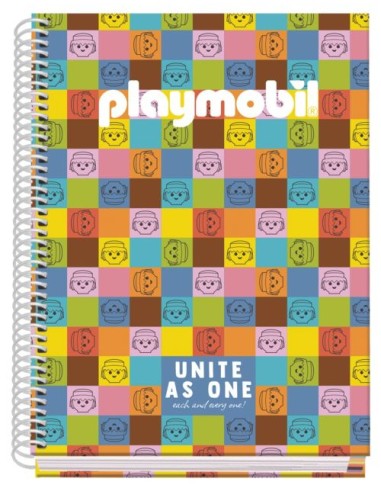 Cuaderno espiral a5 tapa extradura 100 hojas cuad 5x5 playmobil united