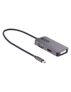 Adaptador de Vídeo USB C, Adaptador USB Tipo C a HDMI VGA DVI hasta 4K 60Hz, Adaptador de Pantalla Multipuertos, Compatible con 