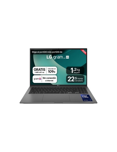 Gram 16ZD90T Intel Core Ultra 7 255H Portátil 40,6 cm (16") WQXGA 16 GB LPDDR5x-SDRAM 1 TB SSD Wi-Fi 7 (802.11be) FreeDOS Negro