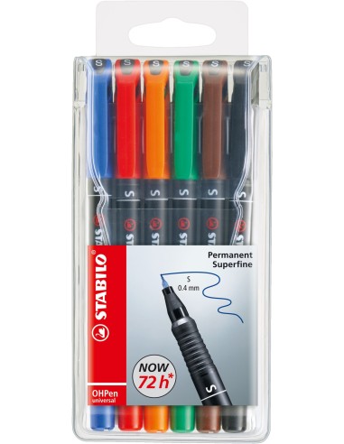 OHPen universal permanent, 6 Pack marcador permanente