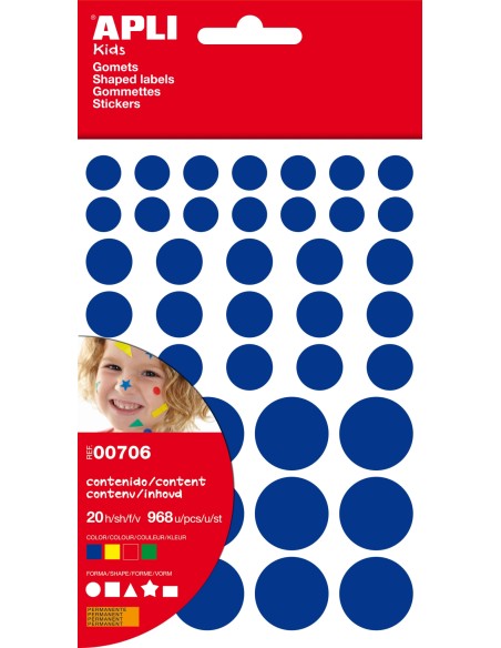 00706 etiqueta autoadhesiva Permanente Azul, Verde, Rojo, Amarillo