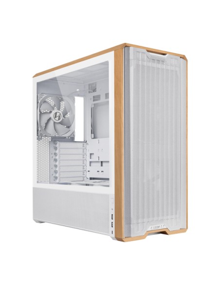 Lancool LAN217W carcasa de ordenador Midi Tower Blanco, Madera