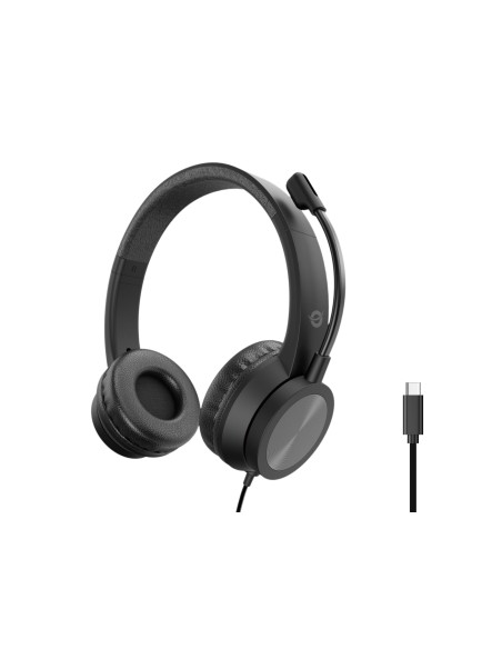 POLONA05BC auricular y casco Auriculares Alámbrico Diadema Llamadas/Música USB Tipo C Negro
