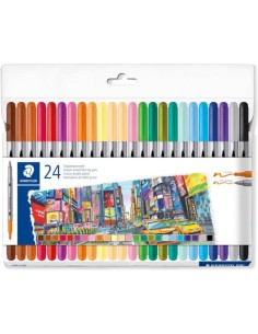 Estuche 24 rotuladores doble punta 3200 colores surtidos