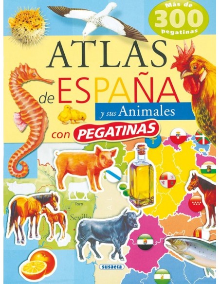 Atlas de Espana y sus animales con pegatinas Atlas de Espana y sus animales con pegatinas