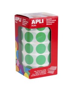 ROLLO GOMETS REDONDO VERDE AUTOADHESIVOS 20MM