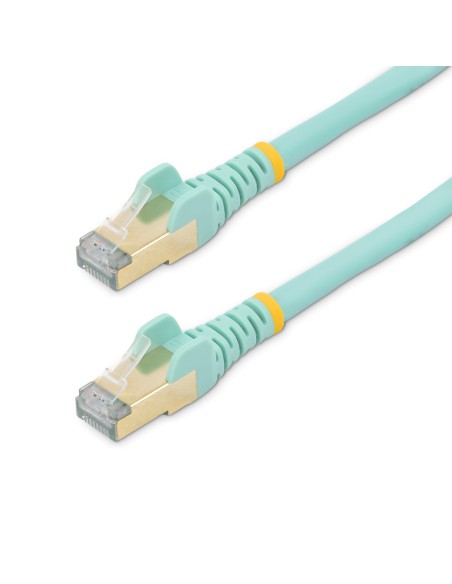 Cable de 0,5m de Red Ethernet RJ45 Cat6a Blindado STP - Cable sin Enganche Snagless - Aguamarina