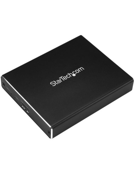 Caja de Dos Bahías M.2 NGFF - USB 3.1 (10Gbps) - RAID - Caja Externa USB-C y USB-A de Aluminio