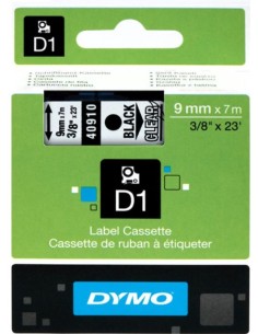 CINTA DYMO D1 9MMX7M NEGRO TRANSPARENTE