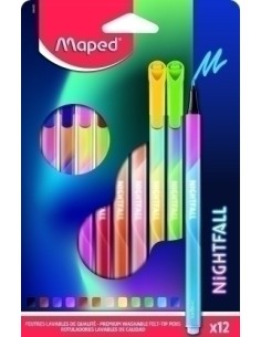 MAPED ROTULADORES NIGHTFALL TRIANGULARES ESTUCHE 12 C/SURTIDOS