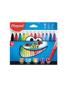 Color'Peps Maxi rotulador Negro, Azul, Marrón, Verde, Naranja, Rosa, Rojo, Violeta, Amarillo 12 pieza(s)