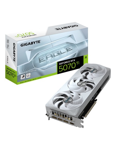 GeForce RTX 5070 Ti EAGLE OC ICE SFF 16G Tarjeta Gráfica - 16GB GDDR7, 256 bits, PCI-E 5.0, 2542 MHz Core Clock, 3 x DP 2.1a, 1 