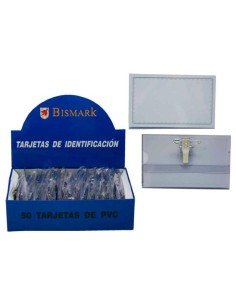BISMARK TARJETA DE IDENTIFICACIÓN HORIZONTAL PVC 57X90 MM CON PINZA -50U-