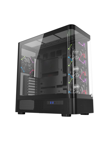 QUANTUM TORRE GAMING A-RGB , 4x VENTILADORES, PWM, BTF, CRISTAL CURVO, TIPO C , ATX, NEGRA