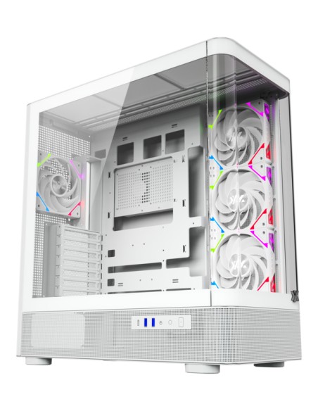 QUANTUM TORRE GAMING A-RGB , 4x VENTILADORES, PWM, BTF, CRISTAL CURVO, TIPO C , ATX, BLANCA