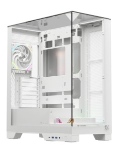 TRIFECTA, TORRE GAMING, 2x VENTILADORES, 3D ULTRA-PANORAMICO,BTF, TYPO C, ATX, BLANCA