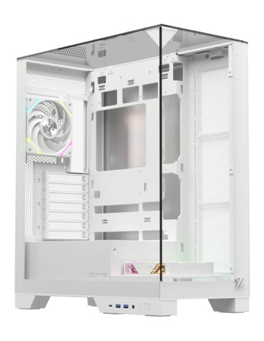 TRIFECTA, TORRE GAMING, 2x VENTILADORES, 3D ULTRA-PANORAMICO,BTF, TYPO C, ATX, BLANCA