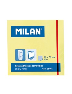 MILAN BLOC NOTAS ADHESIVAS 100 HOJAS 76X76MM AMARILLO -10U-