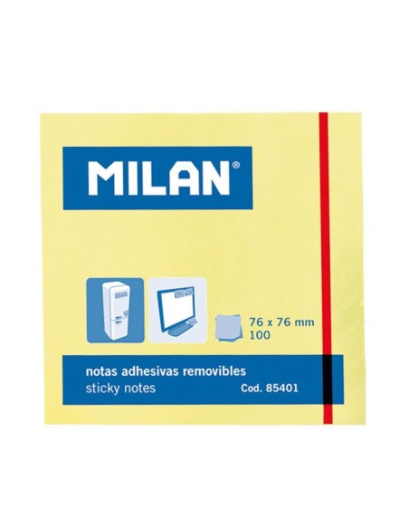 MILAN BLOC NOTAS ADHESIVAS 100 HOJAS 76X76MM AMARILLO -10U-