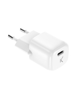 Cargador de red mini GaN 20 W, PPS, Power Delivery, Carga rápida, Puerto USB-C, Blanco