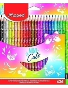 MAPED LÁPICES DE COLORES DE RESINA MINI CUTE COLORES SURTIDOS EN ESTUCHE DE 24