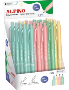 Exp 24 boligrafo retractil alpino soft touch pastel punta 10mm tinta color azul