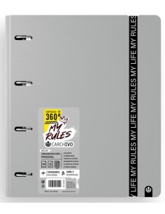 Carpeblock 360 foam my rules a4 anillas 35mm con recambio cuad5x5 y cierre de goma color cuad grey