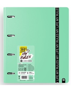 Carpeblock 360 foam my rules a4 anillas 35mm con recambio cuad5x5 y cierre de goma color jade