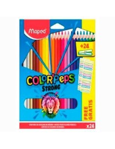 MAPED LÁPICES DE COLORES COLOR´PEPS STRONG C/ETIQUETAS SURTIDOS EN ESTUCHE DE 24 - Pack de 12 unidades - 862726