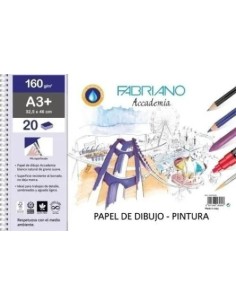 Bloc dibujo espiral tempera acuarela a3 20h 160g microperforado fabriano